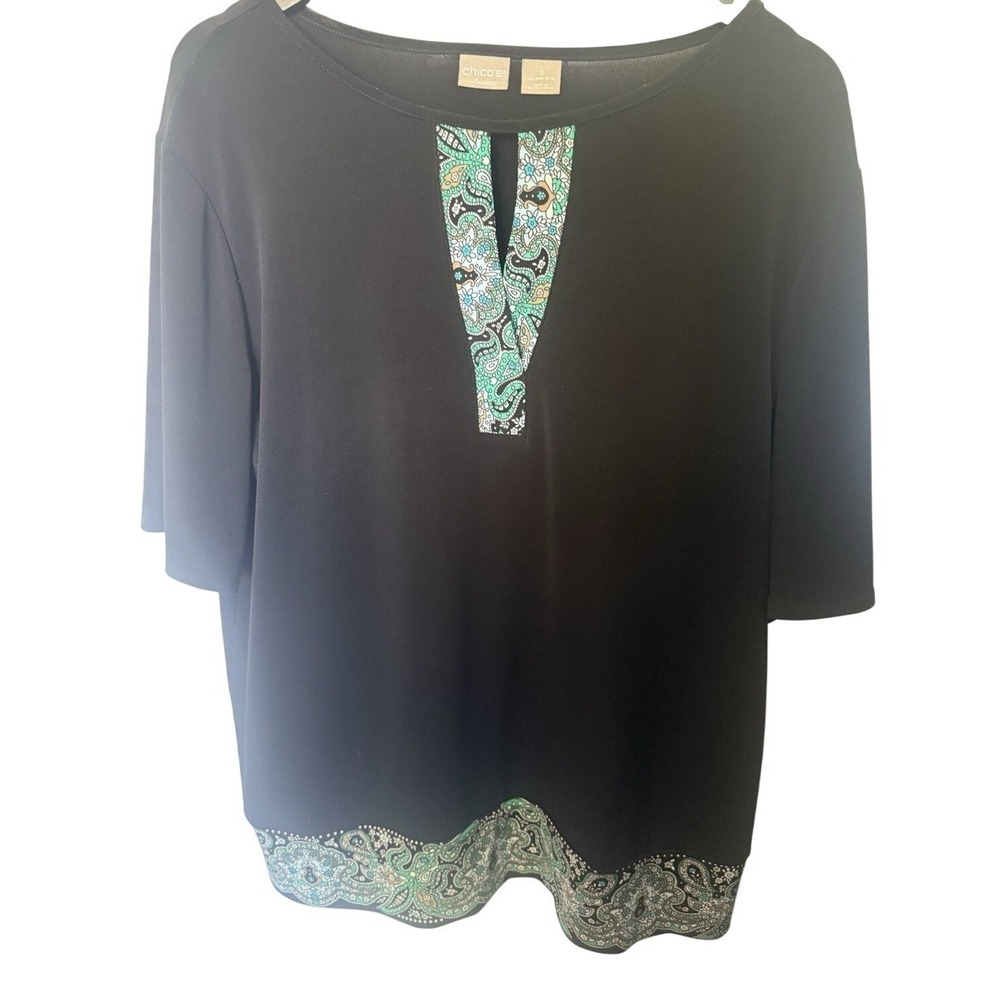 Chico's Travelers Sleeveless Scoop Neck Top Plus Size 3 (16/18) Black